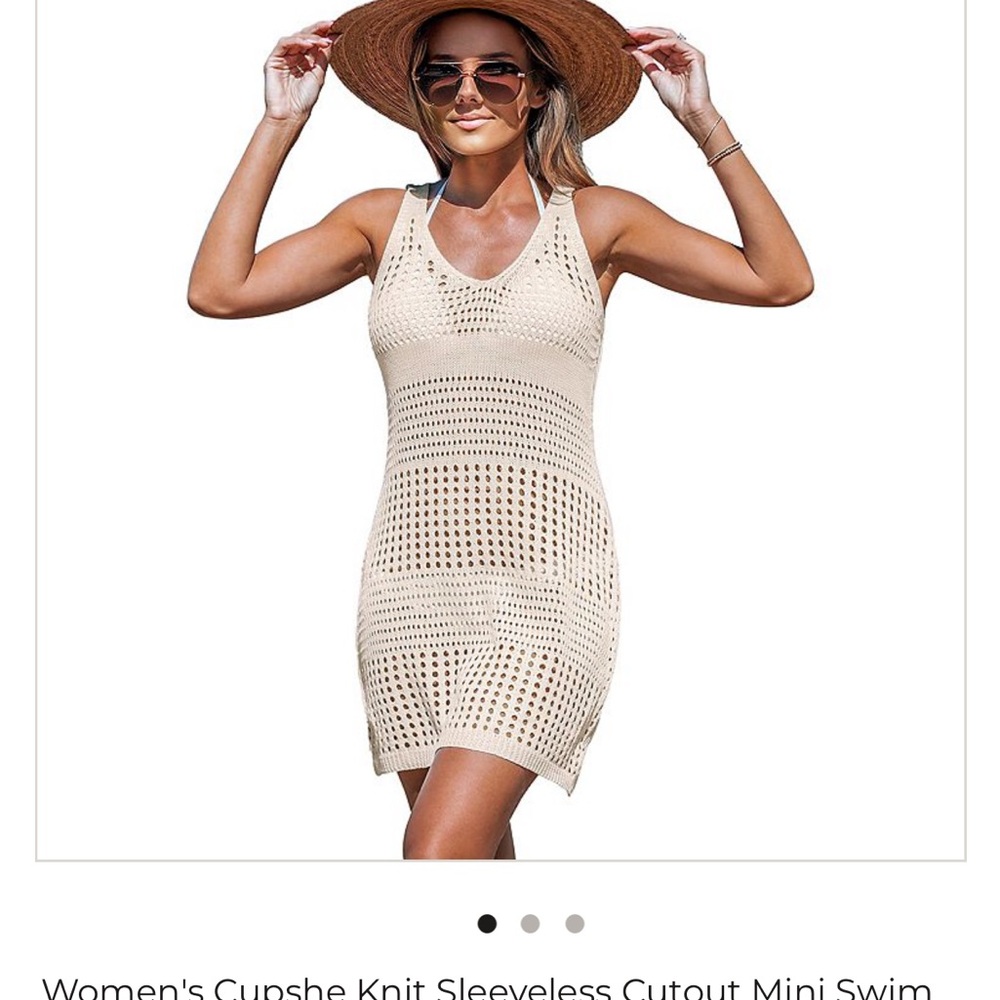 Cupshe Cream Crochet Knit Swim Cover-Up